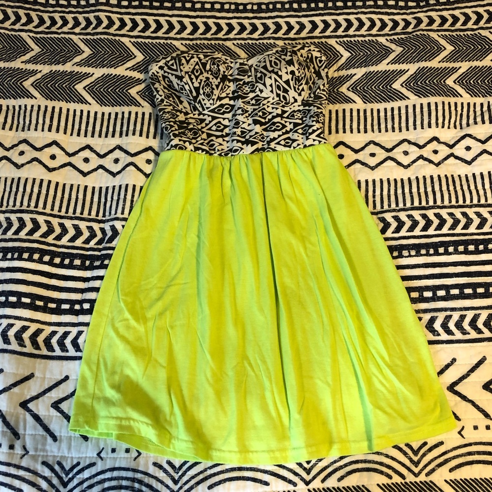 XS strapless neon dress